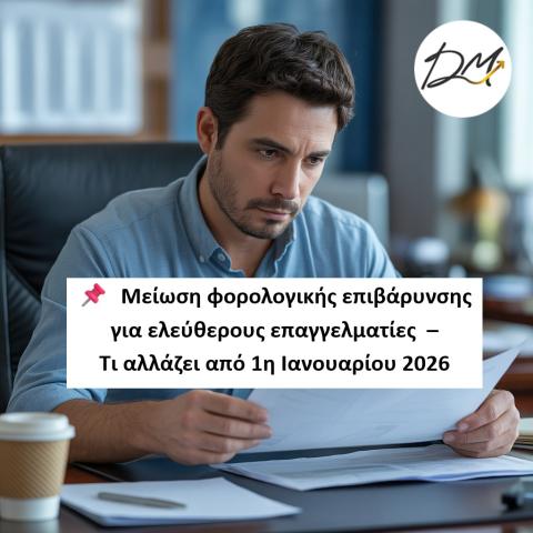 Μείωση φορολογικής επιβάρυνσης για ελεύθερους επαγγελματίες